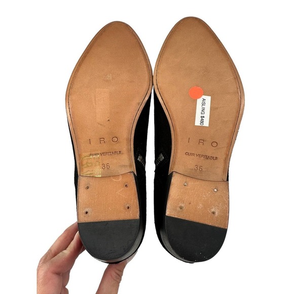 IRO NIB $480 Women’s Black Aisling Ankle Suede Pointy Toe Chelsea Boots Sz 36/6 - Picture 13 of 13